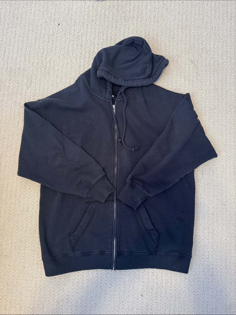 Black Oversized Zip-Up Hoodie (M)